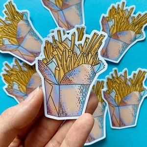 Frites sticker, friet, friet sticker, meme sticker, vegan sticker, voedsel sticker, fast food stickers