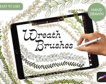 Wreath Brushes, Botanical brushes, Procreate Wreath Brush - brushes Procreate Stamps digital for iPad, procreate brushes, procreate stamps,