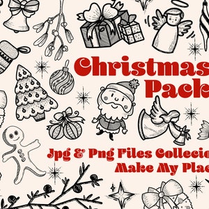 Christmas Xmas clip art png jpg fine art hand drawn abstract illustration