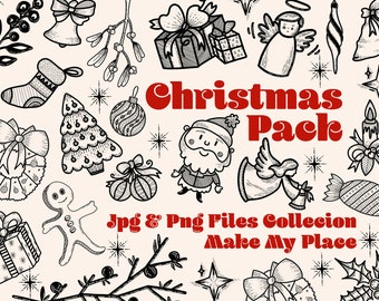 Christmas Xmas clip art png jpg fine art hand drawn abstract illustration