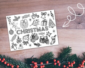 Printable coloring placemat, DIY Christmas dinner decor, instant download printable kids for Christmas table, neutral christmas printable