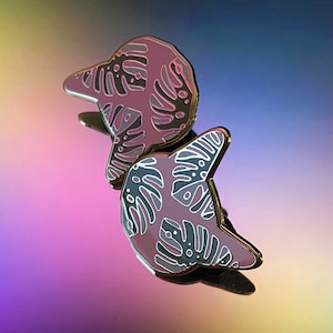 Plant enamel Pin monstera deliciosa - Cat enamel Pin, plant mom pin, enamel pin plant, plant lady pin, enamel cat pin monstera variegata pin