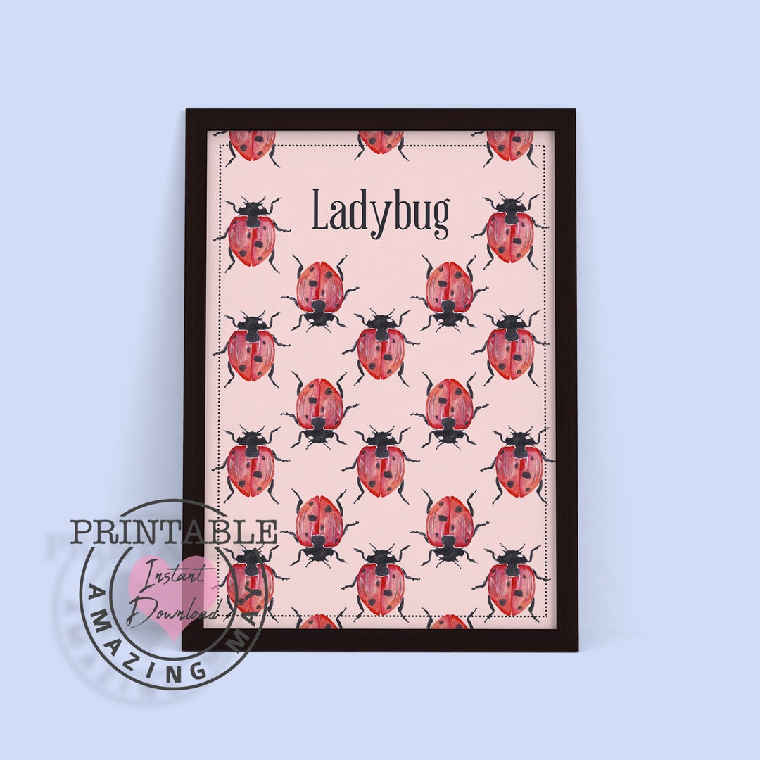 Lady Bug Kids Pink Baby Watercolor Poster Ladybug A4 * Print Now! * - Etsy