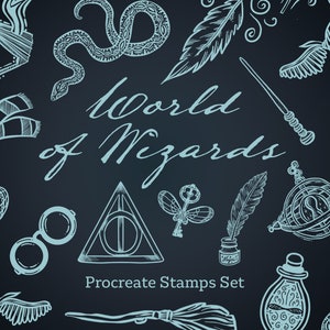 Magic Wizards School brushes Procreate -  zodiac astrology poison snake Stamps digital for iPad