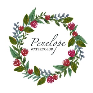 Watercolor floral wreath roses/PNG files/Hand Painted/Wedding design