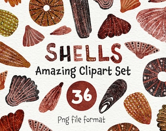 Watercolor Shells, oyster shells, watercolor png, beachy watercolor png, watercolor beach clipart, sea shell clipart, watercolor png summer