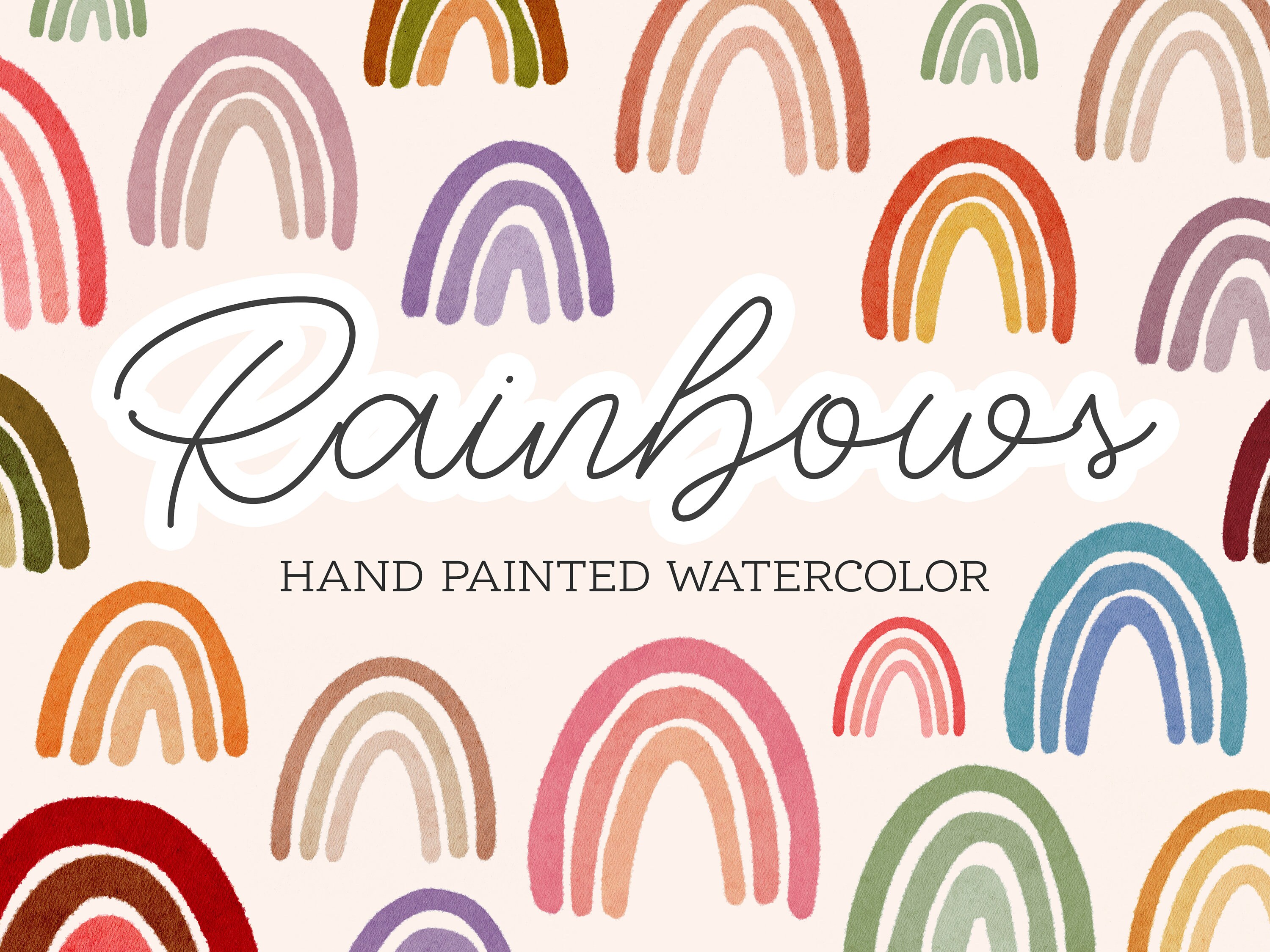 Watercolor Rainbow Clip Art Hand Painted Rainbows Png Baby - Etsy