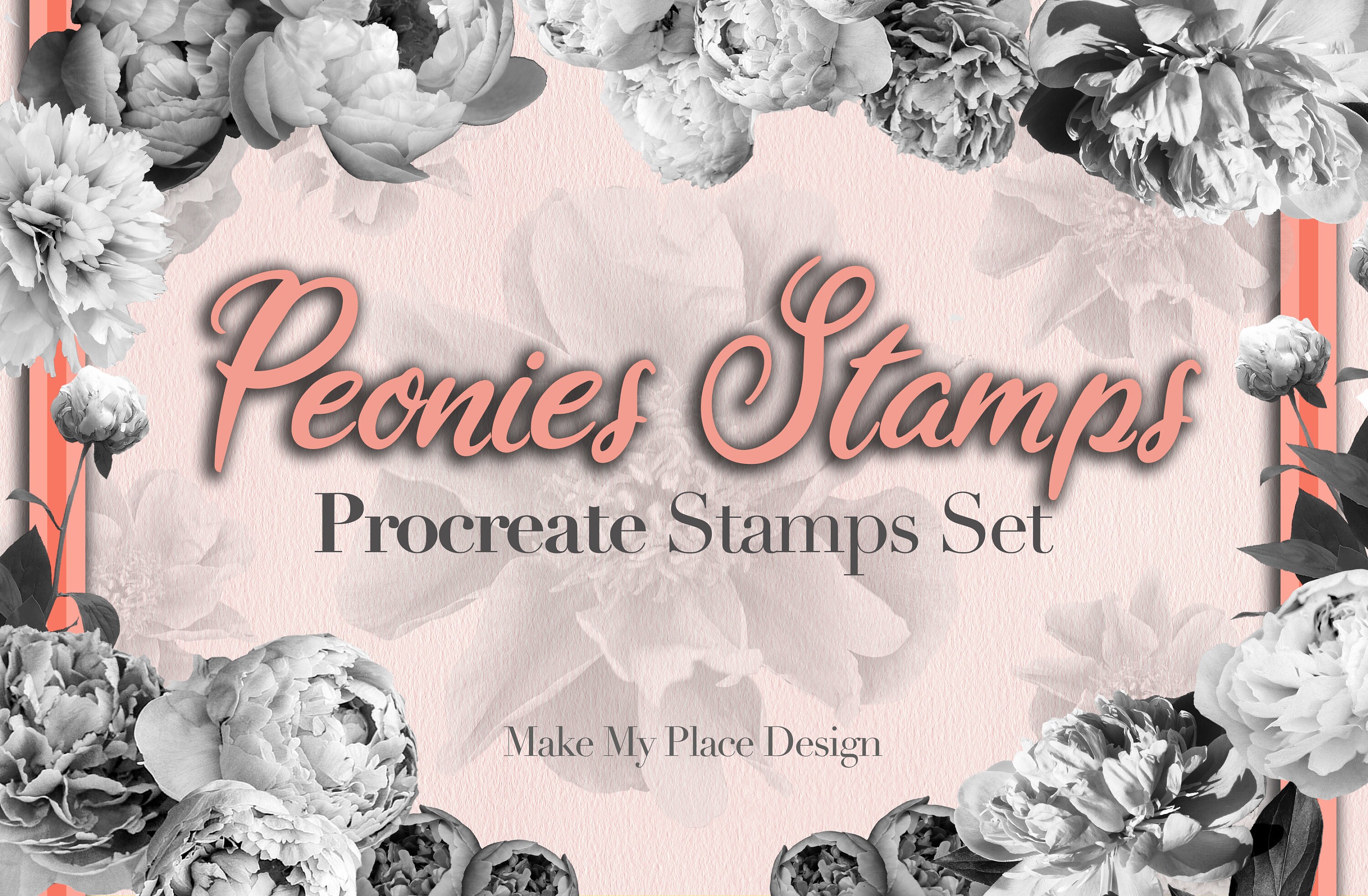 Peony Peonies Flowers Brushes Procreate - Stamps Digital for iPad - Etsy