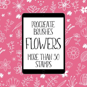 30+ Procreate Stamps brushes Flowers digital Illustration flowers nature