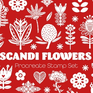 Botanic Scandi Flowers procreate brushes, procreate stamps, procreate brush, procreate petal brush, flower stamps