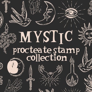 Mystic Symbols Sun Moon brushes Procreate - Stamps digital for iPad