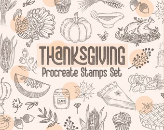 Thanksgiving Autumn Pumpkin brushes Procreate - Stamps digital for iPad