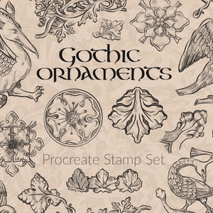 Ghotic Symbols dragons leaves ornaments brushes Procreate -  Stamps digital for iPad
