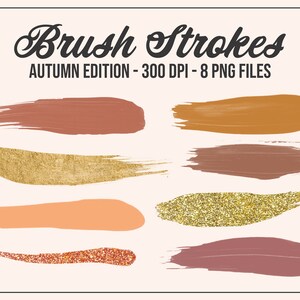 Brush strokes glitter clipart, autumn colors, paint brush element, paint strokes, copper strokes, download