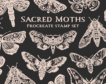 Sacred Moths Butterfly Butterflies Moth brushes Procreate - Stamps digital for iPad, procreate brushes, procreate stamps, spirituals