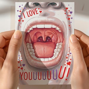 Tarjeta de feliz día de San Valentín para dentista, tarjeta de anatomía "Te amo" para médico, tarjeta de felicitación de arte médico para enfermera, tarjeta divertida para médico