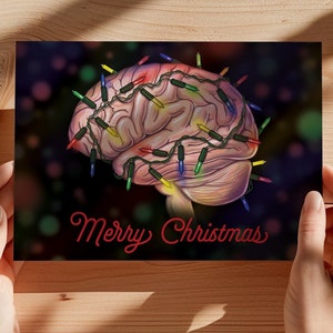 Tarjeta de Feliz Navidad para Doctor, Tarjeta de Navidad con Arte de Anatomía para Neurocirujano, Tarjeta de Vacaciones para Neurólogo, Tarjeta de Felicitación de Arte Médico Neuro