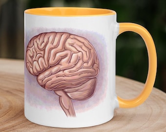 Brain Fuel Coffee Mug, Brain Anatomy Medical Illustration Gift, Neurologist Gift, Neuroscience Coffee Cup, Brain Doctor Gift, Anatomy Art