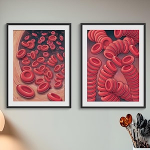 Set di stampe murali con globuli rossi, illustrazioni mediche, decorazioni murali di ematologia, decorazioni di anatomia, poster di biologia
