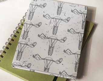 Diario de arte uterino para mujeres, cuaderno médico de tapa dura con diseño anatómico del útero, regalo para ginecólogos y obstetras, diario de salud reproductiva.