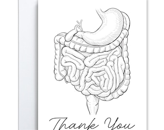 Digestive Anatomy Thank You Card, Gastroenterology Greeting Card, Medical Illustration Thank You Card, GI Doctor Appreciation Card, MD Gift