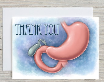 Thank You Card For GI Doctor, Healthcare Greeting Card, Stomach Illustration Card, Gastroenterologist, Surgeon, or Nurse Appreciation Card