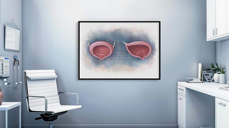 Bladder Anatomy Wall Art Print, Medical Illustration of Urinary System ...