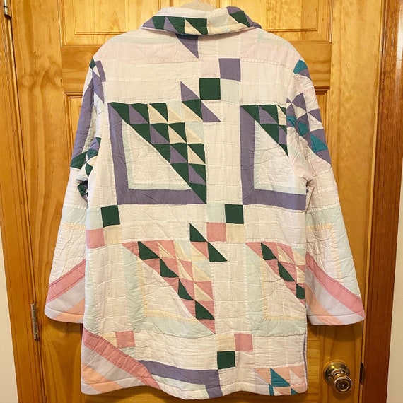 Vintage Quilt Coat Jacket Handmade Size Large Boho Trendy