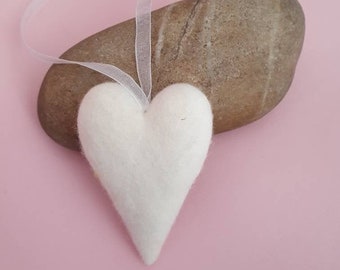 Felted heart in white