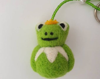 Keychain frog felted