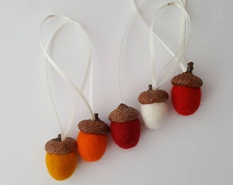 Felted acorns for hanging