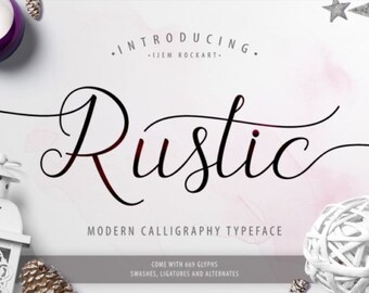 The Rustic Script Fonts Download font Swirly Font Script Font Digital download swash font Cricut font calligraphy font wedding font bundle