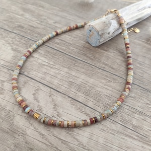 Agate and hematite necklace, Heishi necklace, African turquoise necklace, Choker necklace, Natural stones