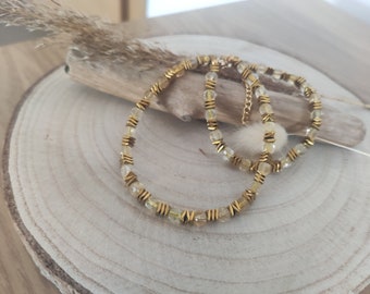 Faceted citrine and gold-plated hematite necklace, natural stone choker, pearl necklace, women's gift