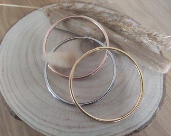 Stainless steel bangle bracelet, Smooth round, Silver, Gold, Rose gold,