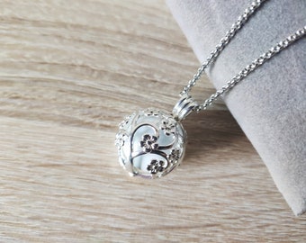 Silver pregnancy bola, Tree of life, Angel medal, Silver steel chain, Gift for future mother