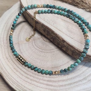 Boho chic turquoise necklace - Gold amulet - Gift for her
