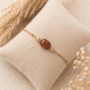 Bracelet ambre naturelle acier inox doré bijou minimaliste cadeau femme