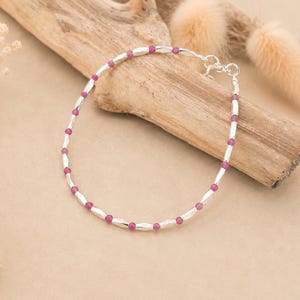 Ruby Bracelet July Birthstone Bracelet Karen Hill Silver Dainty Bracelet