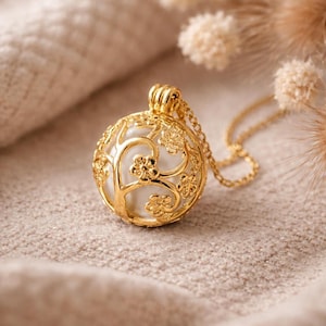 Gold Tree of Life Pregnancy Bola Angel Maternity Necklace Musical Chime Mom to Be Gift