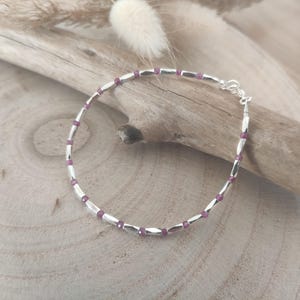 Dainty Ruby Bracelet in Sterling Silver – Handmade with Karen Hill Tribe Beads