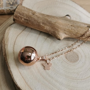 Rose Gold Pregnancy Bola – Butterfly Charm – Gift for Mom-to-Be – Soothing Maternity Necklace – Baby Bump Jewelry
