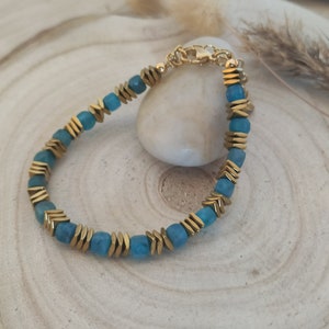 Facettiertes blaues Apatitarmband, Perlenarmband, Blaues Armband, Blaue Perlen