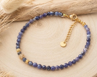 Sapphire bracelet natural gemstone gold stainless steel september birthstone jewelry