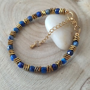 Gold lapis lazuli bracelet, natural stones, stone bracelet, gift idea for women, Christmas gift