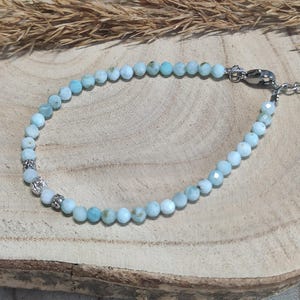 Delicate Larimar Bracelet - Natural blue gemstone, minimalist and elegant jewelry, perfect gift for her