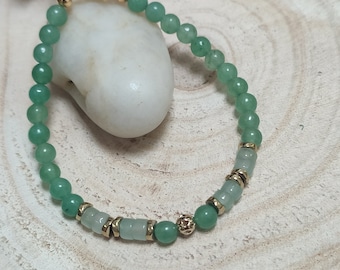 Green aventurine bracelet, Pearl bracelet, Gift for women, Natural stone bracelet