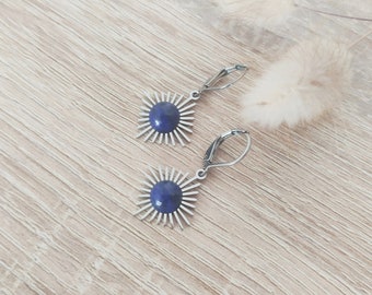 Small earrings, Clip-on earrings, Stainless steel, Natural stones, Amber, Amethyst, Aventurine, Quartz, Onyx,