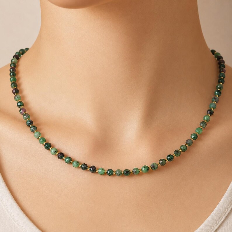 Ruby zoisite and pearl bracelet, 24K gold plated, beaded bracelet, Christmas gift for women image 7