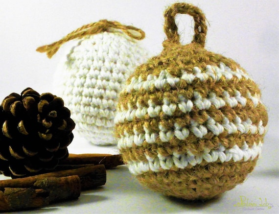Boule De Noël Ornement Avec Coton Blanc Et Le Crochet De Chanvre Arbre Décoration De Noël Idée Cadeau De Décoration